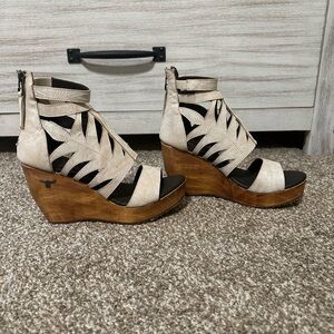 Lane Boots BECCA 4” Women's Cream Wedge Western Style Sandals